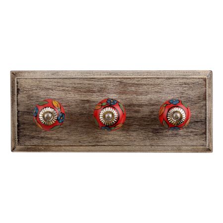 Blue Sunflower Ceramic Wooden Hooks